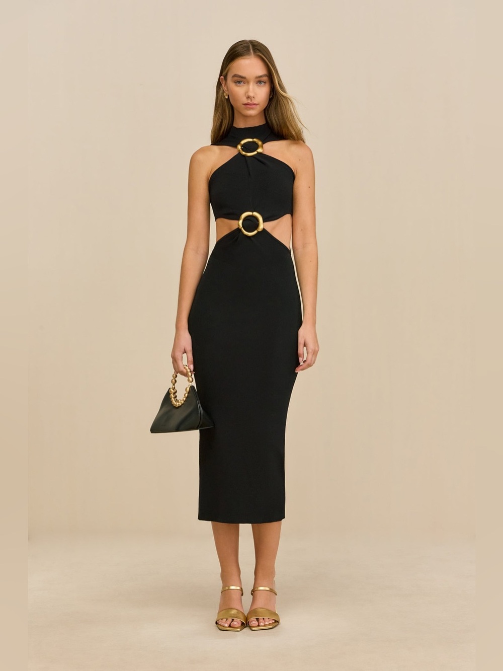 NEW CULT GAIA Ambar Knit Dress In Black Size S